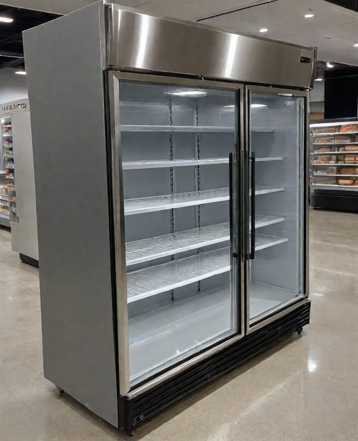 Illustration of a commercial glass-door freezers